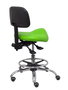 Tabouret Zarza Asynchrone Cuir écologique Vert pistache Structure chromée Sans accoudoirs Sans appui-tête Roulettes pour moquette