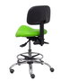 Tabouret Zarza Asynchrone Cuir écologique Vert pistache Structure chromée Sans accoudoirs Sans appui-tête Roulettes pour moquette