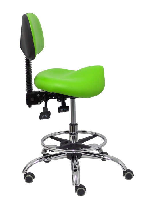 Tabouret Zarza Asynchrone Cuir écologique Vert pistache Structure chromée Sans accoudoirs Sans appui-tête Roulettes pour moquette