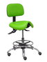 Tabouret Zarza Asynchrone Cuir écologique Vert pistache Structure chromée Sans accoudoirs Sans appui-tête Roulettes pour moquette