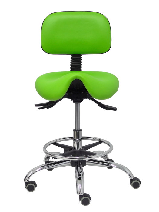 Tabouret Zarza Asynchrone Cuir écologique Vert pistache Structure chromée Sans accoudoirs Sans appui-tête Roulettes pour moquette
