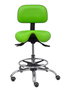 Tabouret Zarza Asynchrone Cuir écologique Vert pistache Structure chromée Sans accoudoirs Sans appui-tête Roulettes pour moquette