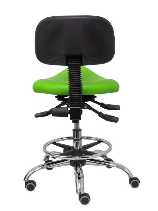 Tabouret Zarza Asynchrone Cuir écologique Vert pistache Structure chromée Sans accoudoirs Sans appui-tête Roulettes pour moquette