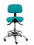 Tabouret Zarza Asynchrone Cuir écologique Turquoise Structure chromée Sans accoudoirs Sans appui-tête Roulettes pour moquette