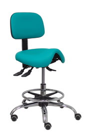 Tabouret Zarza Asynchrone Cuir écologique Turquoise Structure chromée Sans accoudoirs Sans appui-tête Roulettes pour moquette