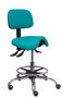 Tabouret Zarza Asynchrone Cuir écologique Turquoise Structure chromée Sans accoudoirs Sans appui-tête Roulettes pour moquette