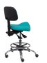 Tabouret Zarza Asynchrone Cuir écologique Turquoise Structure chromée Sans accoudoirs Sans appui-tête Roulettes pour moquette