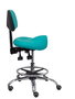 Tabouret Zarza Asynchrone Cuir écologique Turquoise Structure chromée Sans accoudoirs Sans appui-tête Roulettes pour moquette