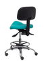 Tabouret Zarza Asynchrone Cuir écologique Turquoise Structure chromée Sans accoudoirs Sans appui-tête Roulettes pour moquette