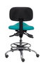 Tabouret Zarza Asynchrone Cuir écologique Turquoise Structure chromée Sans accoudoirs Sans appui-tête Roulettes pour moquette