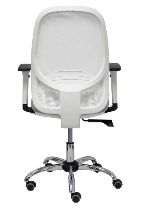 Chaise Cilanco Synchro 3 positions tissu Gris clair Maille Blanc Structure chromée Accoudoir 1D Sans appui-tête Roulettes pour moquette