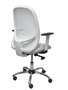 Chaise Cilanco Synchro 3 positions cuir écologique Blanc Structure chromée Accoudoir 1D Sans appui-tête Roulettes pour moquette