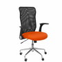 Chaise Minaya Mécanisme d'inclinaison tissu Orange foncé Maille Noir Structure chromée Accoudoirs relevables Sans appui-tête Roulettes en nylon 50 mm