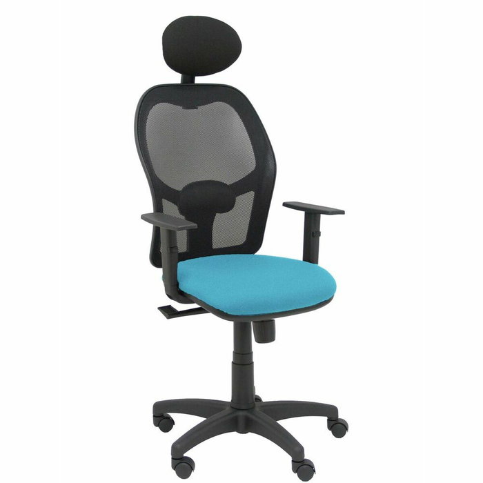 Piqueras y Crespo Chaise de bureau Alocén, Bleu ciel et Noir, avec mécanisme synchrone et appui-tête fixe