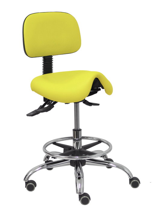 Tabouret Zarza Asynchrone Cuir écologique Jaune Structure chromée Sans accoudoirs Sans appui-tête Roulettes pour moquette Tabouret Zarza Asynchrone Cuir écologique Jaune Structure chromée Sans accoudoirs Sans appui-tête Roulettes pour moquette