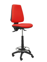Tabouret Taburete Elche Asynchrone Tissu Rouge Structure polyamide noire Sans accoudoirs Sans appui-tête Roulettes en nylon 50 mm