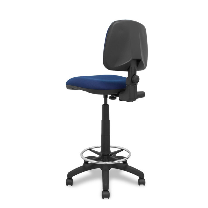 Tabouret Taburete Isso Contact permament de base Tissu Bleu foncé Structure polyamide noire Sans accoudoirs Sans appui-tête Roulettes en nylon 50 mm