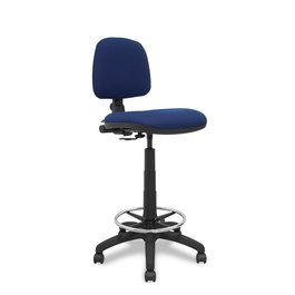 Tabouret Taburete Isso Contact permament de base Tissu Bleu foncé Structure polyamide noire Sans accoudoirs Sans appui-tête Roulettes en nylon 50 mm