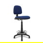 Tabouret Taburete Isso Contact permament de base Tissu Bleu foncé Structure polyamide noire Sans accoudoirs Sans appui-tête Roulettes en nylon 50 mm