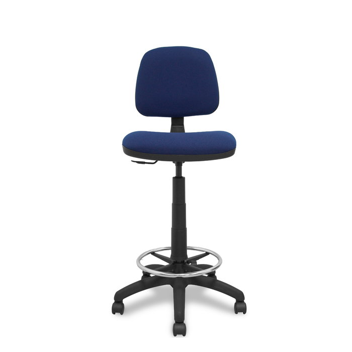 Tabouret Taburete Isso Contact permament de base Tissu Bleu foncé Structure polyamide noire Sans accoudoirs Sans appui-tête Roulettes en nylon 50 mm