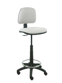 Tabouret Taburete Isso Contact permament de base Tissu Gris clair Structure polyamide noire Sans accoudoirs Sans appui-tête Roulettes en nylon 50 mm