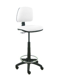 Tabouret Taburete Isso Contact permament de base Tissu Blanc Structure polyamide noire Sans accoudoirs Sans appui-tête Roulettes en nylon 50 mm