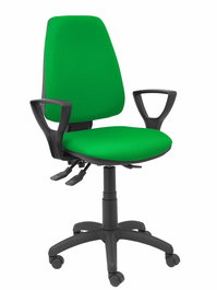 Chaise Elche Asynchrone Tissu Vert Structure polyamide noire Accoudoirs fixes Sans appui-tête Roulettes en nylon 50 mm