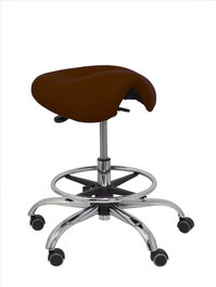 Tabouret Zarza Mécanisme d'inclinaison Cuir écologique Non applicable Maille Marron foncé Structure chromée Sans accoudoirs Sans appui-tête Roulettes pour moquette
