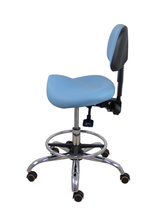 Tabouret Zarza Asynchrone Cuir écologique Bleu clair Structure chromée Sans accoudoirs Sans appui-tête Roulettes pour moquette Tabouret Zarza Asynchrone Cuir écologique Bleu clair Structure chromée Sans accoudoirs Sans appui-tête Roulettes pour moquette