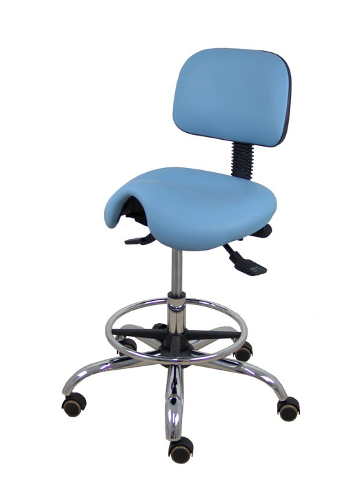 Tabouret Zarza Asynchrone Cuir écologique Bleu clair Structure chromée Sans accoudoirs Sans appui-tête Roulettes pour moquette Tabouret Zarza Asynchrone Cuir écologique Bleu clair Structure chromée Sans accoudoirs Sans appui-tête Roulettes pour moquette