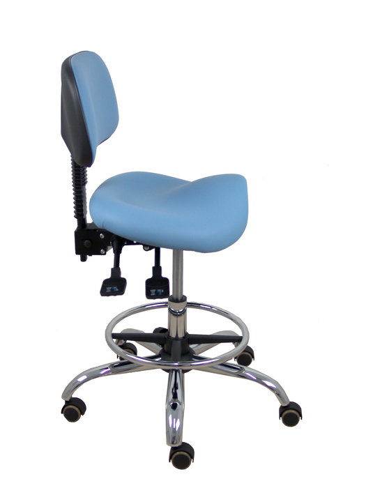 Tabouret Zarza Asynchrone Cuir écologique Bleu clair Structure chromée Sans accoudoirs Sans appui-tête Roulettes pour moquette Tabouret Zarza Asynchrone Cuir écologique Bleu clair Structure chromée Sans accoudoirs Sans appui-tête Roulettes pour moquette