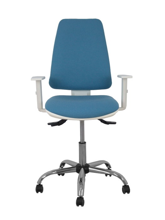 PIQUERAS Y CRESPO Chaise de bureau Elche bleu ciel avec mécanisme Asincro et accoudoirs blancs