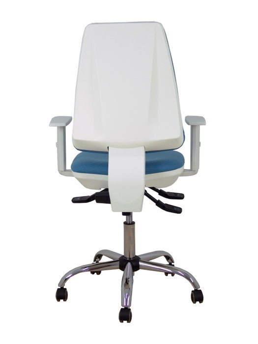 PIQUERAS Y CRESPO Chaise de bureau Elche bleu ciel avec mécanisme Asincro et accoudoirs blancs