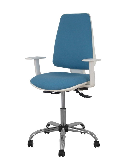 PIQUERAS Y CRESPO Chaise de bureau Elche bleu ciel avec mécanisme Asincro et accoudoirs blancs