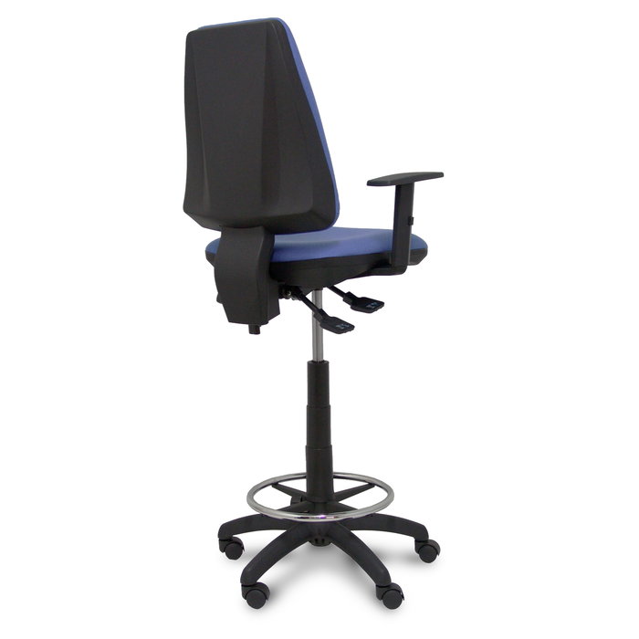 Tabouret Taburete Elche Asynchrone Tissu Bleu clair Structure polyamide noire Accoudoir 1D Sans appui-tête Roulettes en nylon 50 mm