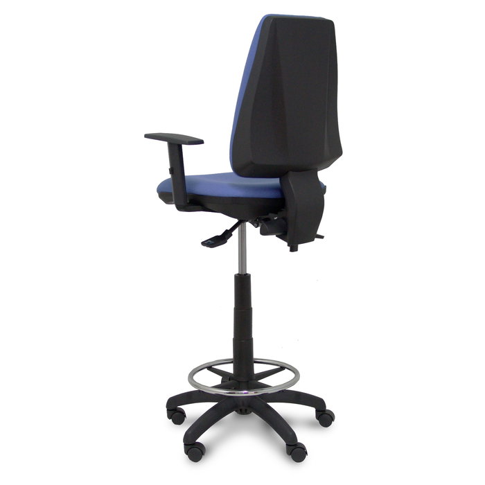 Tabouret Taburete Elche Asynchrone Tissu Bleu clair Structure polyamide noire Accoudoir 1D Sans appui-tête Roulettes en nylon 50 mm