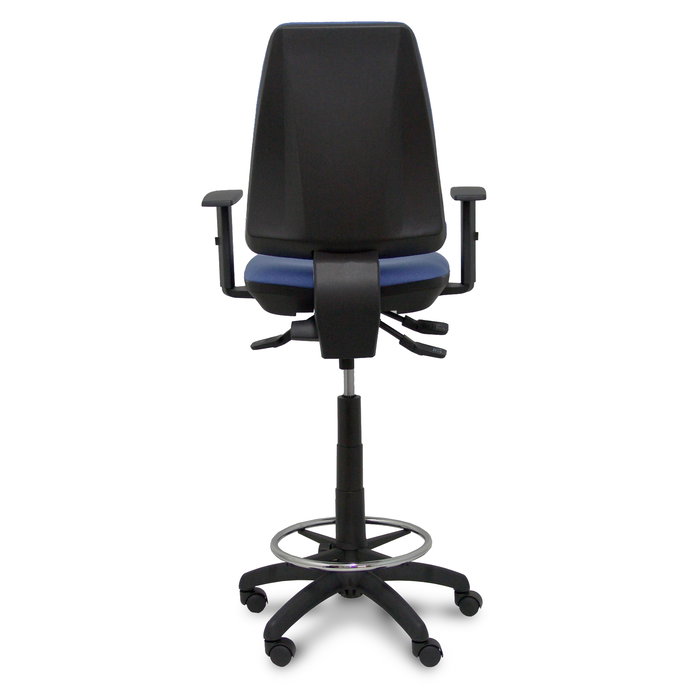 Tabouret Taburete Elche Asynchrone Tissu Bleu clair Structure polyamide noire Accoudoir 1D Sans appui-tête Roulettes en nylon 50 mm