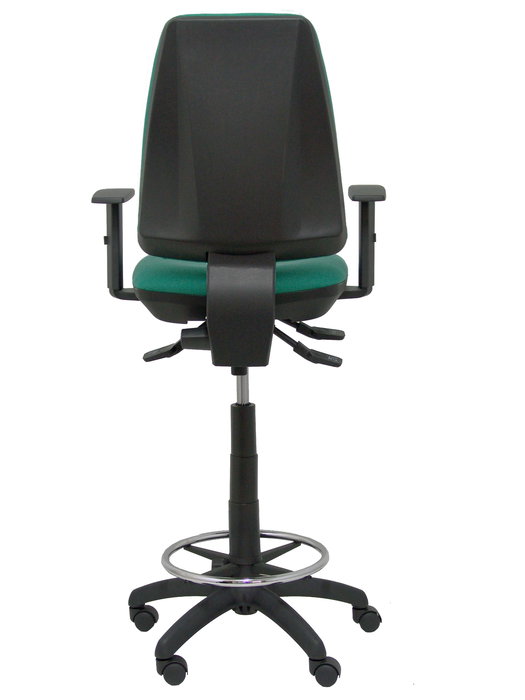 Tabouret Taburete Elche Asynchrone Tissu Vert émeraude Structure polyamide noire Accoudoir 1D Sans appui-tête Roulettes en nylon 50 mm