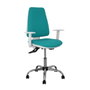 PIQUERAS Y CRESPO Chaise de bureau Elche Turquoise avec mécanisme Asincro et accoudoirs blancs