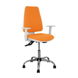 PIQUERAS Y CRESPO Chaise de bureau Elche, Orange, avec mécanisme asynchrone et accoudoirs blancs