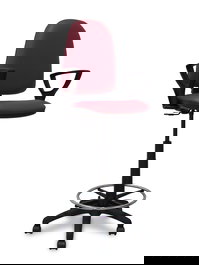 Tabouret Aýna taburete Contact permament de base Cuir écologique Bordeaux Structure polyamide noire Accoudoirs fixes Sans appui-tête Roulettes en nylon 50 mm