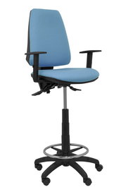 Tabouret Taburete Elche Asynchrone Tissu Bleu ciel Structure polyamide noire Accoudoir 1D Sans appui-tête Roulettes en nylon 50 mm