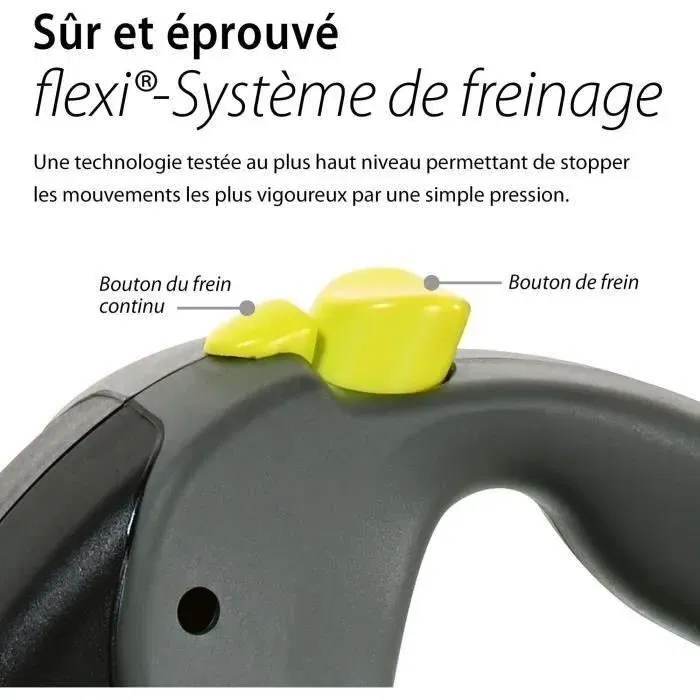Flexi Laisse enrouleur pour chien Neon Giant GT3-210-S-NEO-12 - Sangle de 8 mètres, résistante jusqu'à 50 kg, système de freinage, boîtier néon jaune et noir