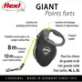 Flexi Laisse enrouleur pour chien Neon Giant GT3-210-S-NEO-12 - Sangle de 8 mètres, résistante jusqu'à 50 kg, système de freinage, boîtier néon jaune et noir