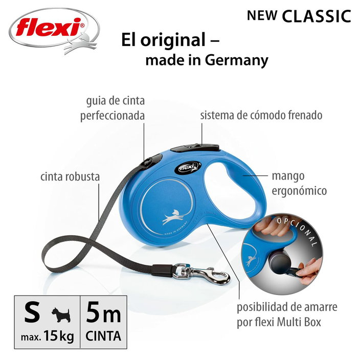 Flexi Laisse pour Chien NEW CLASSIC 5m Bleu Taille S