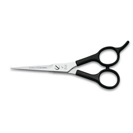 Tres Claveles - Ciseaux de coiffure Scuola avec repose-doigts 6 pouces - Lame micro-dentée en acier inoxydable pour une coupe précise - Noir