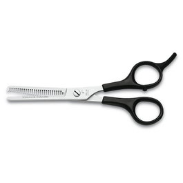 Tres Claveles - Tijera Peluqueria Esculpir Scuola Apoyad. ES-28 6" - Ciseaux de coiffure à tailler, 28 dents microdentées, acier inoxydable, avec repose-doigts et silencieux, noir