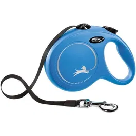 Flexi Laisse pour chien sangle TRIXIE classic 5 m - Taille L jusqu'à 50 kg - Système de freinage confortable - Bleu