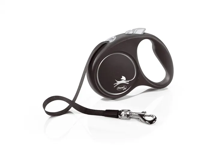 Flexi Black Design S Laisse sangle 5 m noir argent Flexi Black Design S Laisse sangle 5 m noir argent