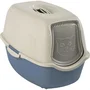 ROTHO Mypet - Maison de toilette pour chat - Bac à litière avec filtre à charbon et porte battante - Bleu et Blanc - PP Recyclé